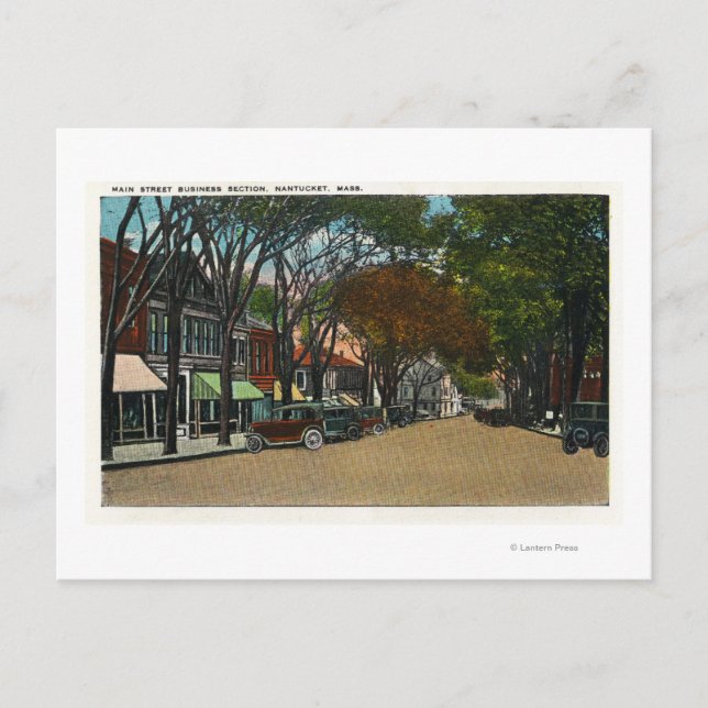 Huvudgatuvy för affärsavdelning vykort (Framsida)