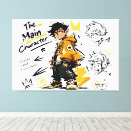 Huvudkaraktär Anime Stil Cool Konst Canvastryck