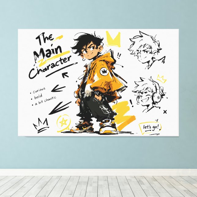 Huvudkaraktär Anime Stil Cool Konst Canvastryck (Insitu (trägolv))