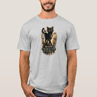 Huvudkaraktärsenergi – Stilfull svart kattestetik T Shirt