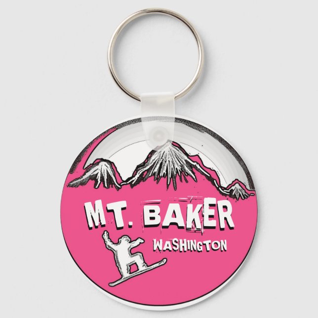 Huvudkedjan Baker Washington rosa snowboarder Nyckelring (Framsida)