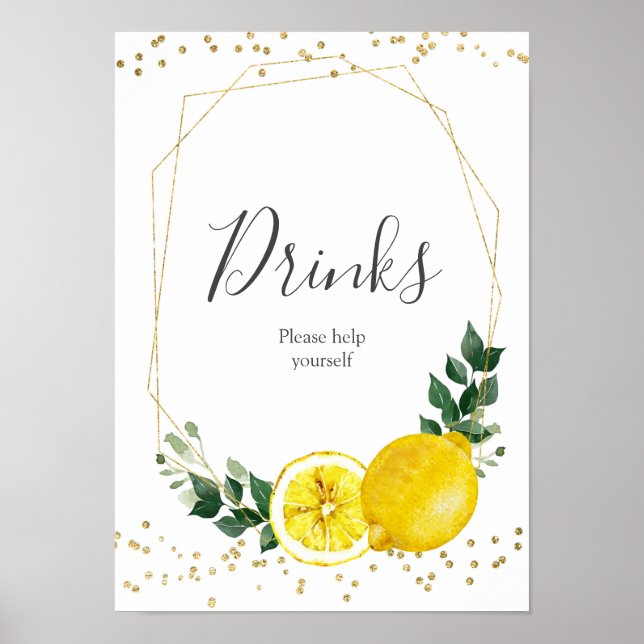 Huvudklämma citron Drinks Signera Poster (Framsidan)