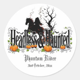 Huvudlös och hemsökt ryttare Sleepy Hollow kuslig  Runt Klistermärke