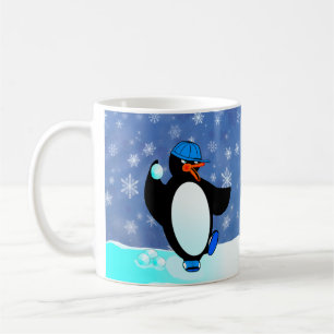 Huvudlös snögubbe! Stygg pingvin! Kaffemugg