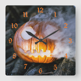 Huvudlösa ryttarens Jack-o-Lyktes huvud i lågor Fyrkantig Klocka