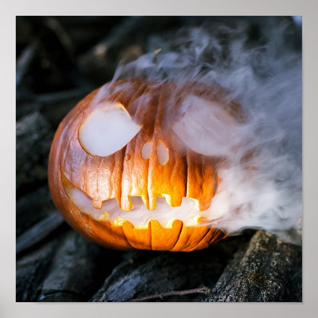 Huvudlösa ryttarens Jack-o-Lyktes huvud i lågor Poster (Framsidan)