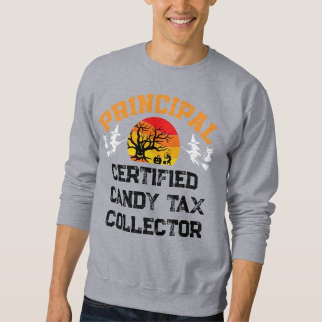 Huvudmannen Halloween Auktoriserad Candy Tax Colle Lång Ärmad Tröja (Framsida)
