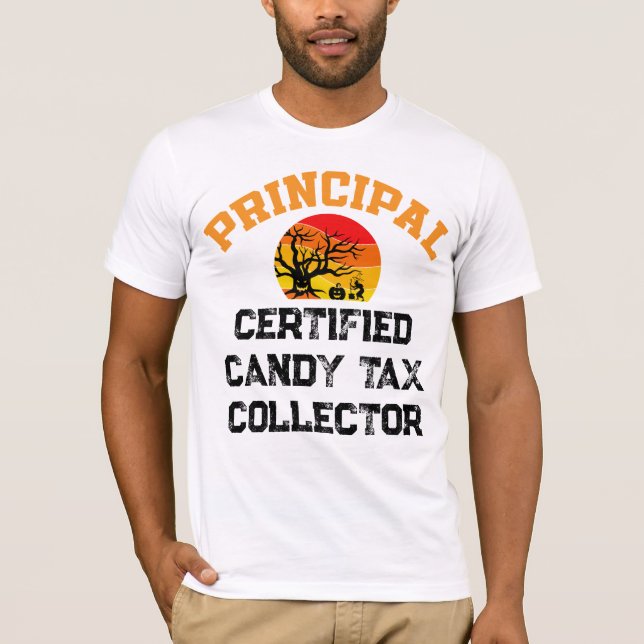 Huvudmannen Halloween Auktoriserad Candy Tax Colle T Shirt (Framsida)