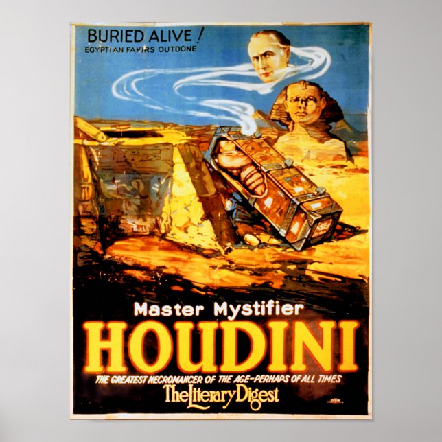 Huvudmystifier Houdini Sällsynt Vintage Poster (Framsidan)