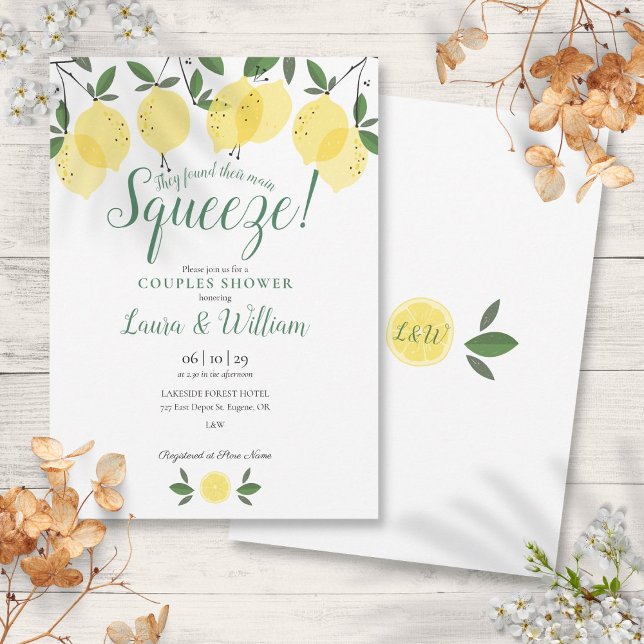 Huvudpress Citronpar Bröllopsdusch Inbjudan (Main Squeeze Lemons Couples Shower Invitation)