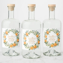 Huvudpress Citrus Orange Bröllopsdusch Spritflaskor Etikett