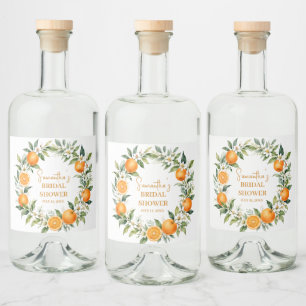 Huvudpress Citrus Orange Bröllopsdusch Spritflaskor Etikett