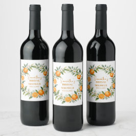 Huvudpress Citrus Orange Bröllopsdusch Vinflaska Etikett
