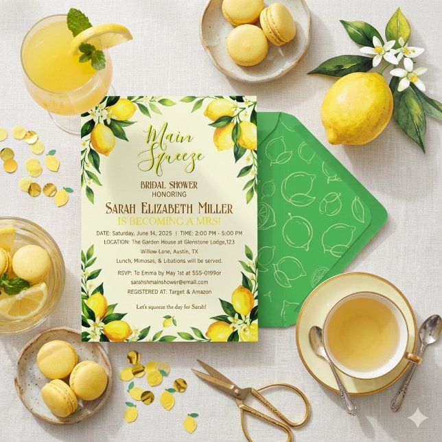 Huvudpress Lemon Sommar Bröllopsdusch Inbjudan (Skapare uppladdad)