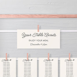 Huvudringskort för Cream Bröllop-spärrdiagram Inbjudningar