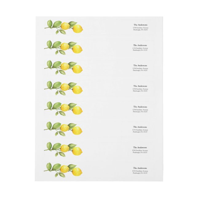 Huvudsaklig adressetikett för Lemon Return-adress Etikettband (Ark)