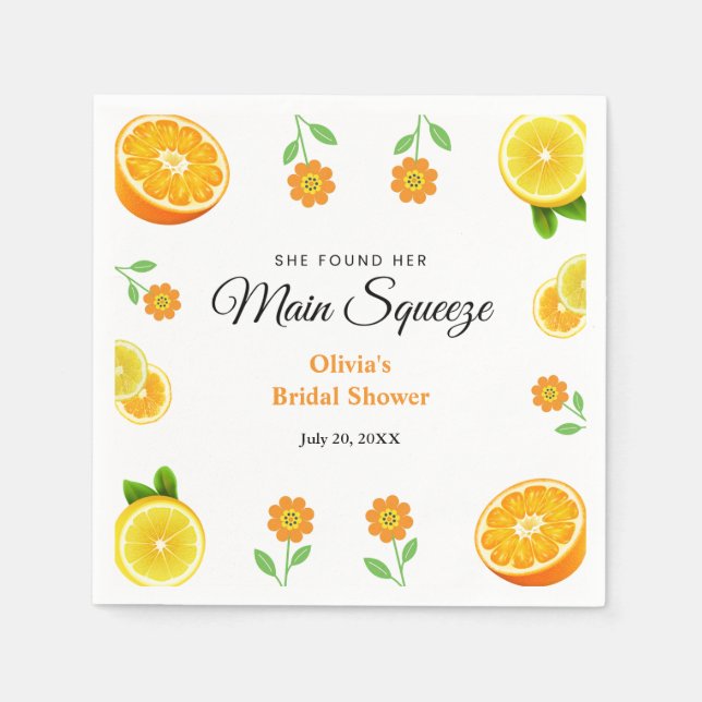Huvudsaklig Citrus Sommar Citron Bröllopsdusch  Pappersservett (Framsidan)
