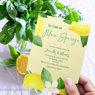 Huvudsaklig Elegant Lemon Gult Citrus Shower Inbjudningar