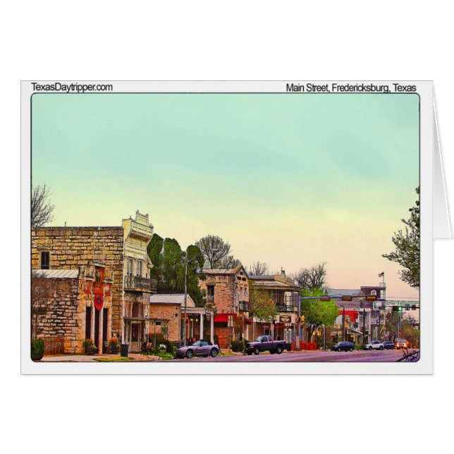 Huvudsaklig gata, Fredericksburg, TX OBS Kort (Framsidan Horizontal)