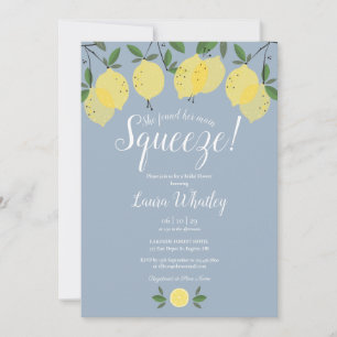 Huvudsaklig Lemon Dusty Blue Bröllopsdusch Inbjudningar