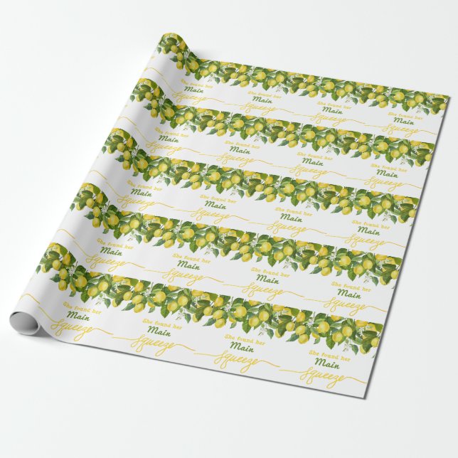 Huvudsaklig Lemon Theme Bröllopsdusch för Brud Presentpapper (Utrullad)