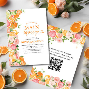 Huvudsaklig Orange av QR-kod Citrus Möhippa Inbjudningar