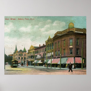 Huvudsaklig St., Asbury parkerar, NJ-vintage 1906 Poster