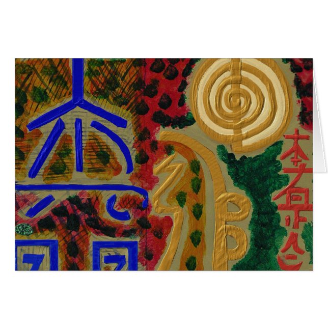 Huvudsakliga läka symboler för REIKI - Hälsningskort (Framsidan Horizontal)