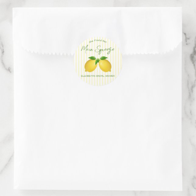 Huvudsqueeze Citron Bröllopsfest Runt Klistermärke (Väska)