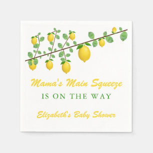 Huvudsqueeze citron könsneutrala baby shower pappersservett