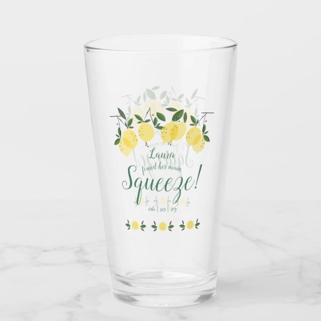 Huvudsqueeze citroner grönska bröllopsdusch glaskopp (Framsida)