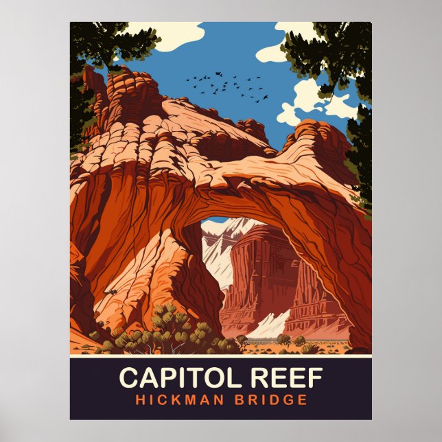 Huvudstad Reef, Hickman Bridge, Travel Poster (Framsidan)