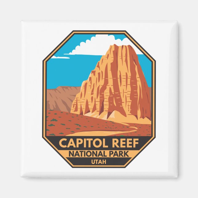 Huvudstad Reef National Park Cathedral Valley Loop Magnet (Framsidan)