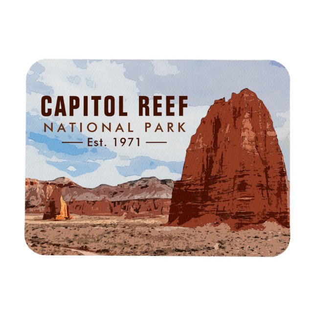 Huvudstad Reef National Park Cathedral Valley Loop Magnet (Horisontell)