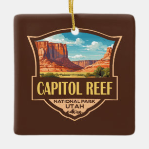 Huvudstad Reef National Park Illustration Retro Ar Julgransprydnad Keramik