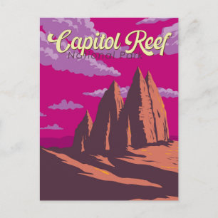 Huvudstad Reef National Park Illustration Travel A Vykort
