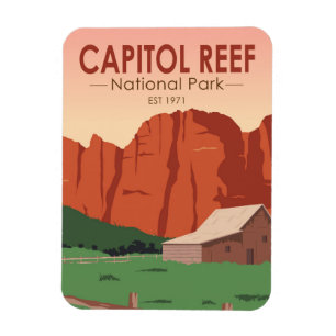 Huvudstad Reef National Park Ranch Vintage Magnet