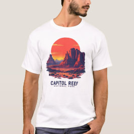 Huvudstad Reef National Park Retro Sunset Design - T Shirt