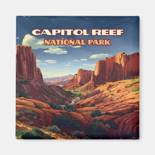 Huvudstad Reef National Park Utah Desert Vintage Magnet