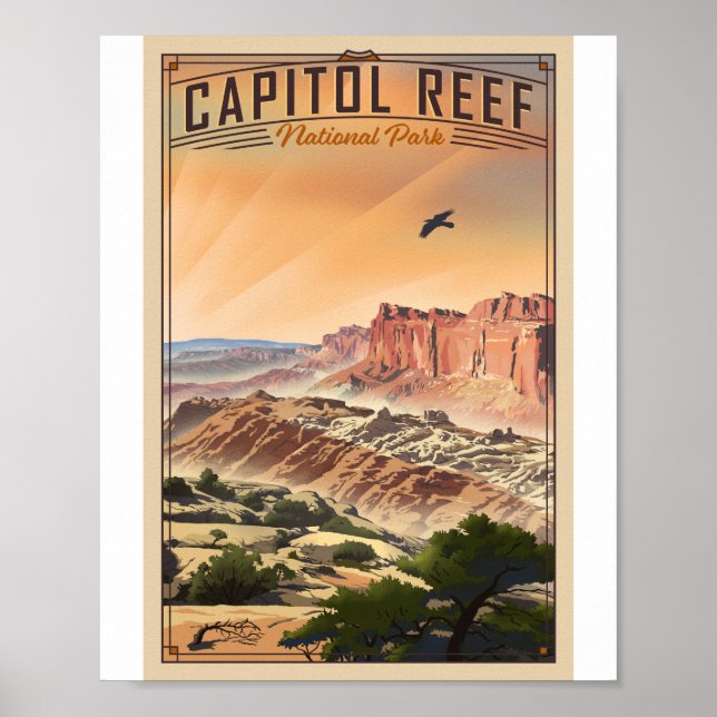 Huvudstad Reef nationalpark Litho Artwork Poster (Framsidan)