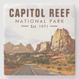 Huvudstad Reef nationalpark Utah Desert Watercolor Stenunderlägg