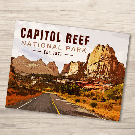 Huvudstad Reef nationalpark Utah Desert Watercolor Vykort