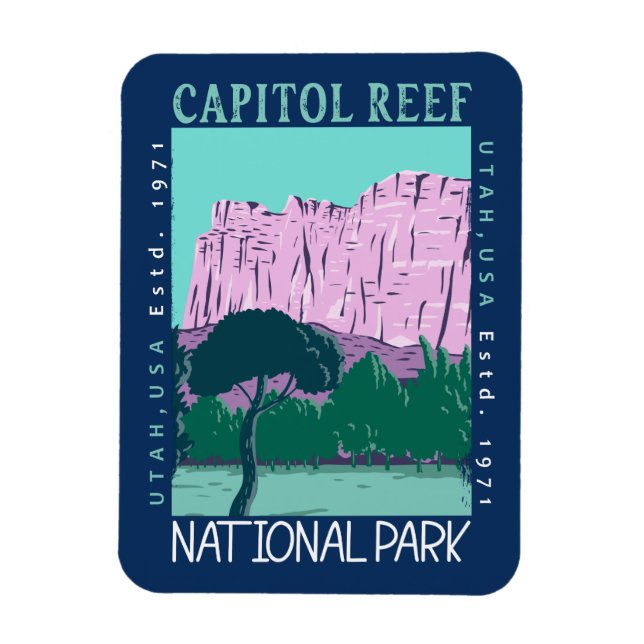 Huvudstad Reef nationalpark Utah Distress Retro Magnet (Vertikal)