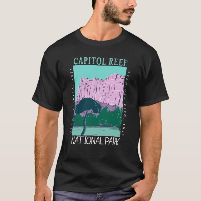 Huvudstad Reef nationalpark Utah Distress Retro T Shirt (Framsida)