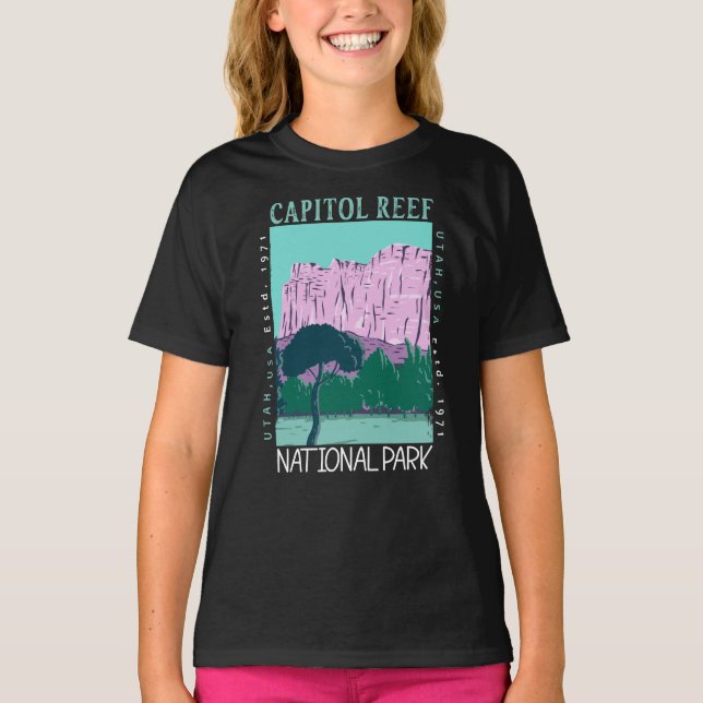 Huvudstad Reef nationalpark Utah Distress Retro T Shirt (Framsida)