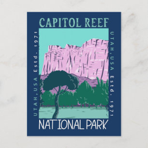 Huvudstad Reef nationalpark Utah Distress Retro Vykort