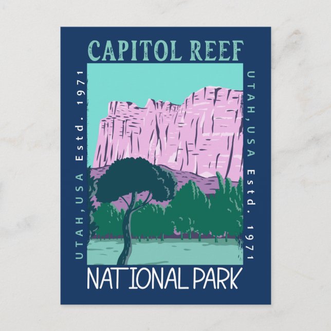 Huvudstad Reef nationalpark Utah Distress Retro Vykort (Framsida)
