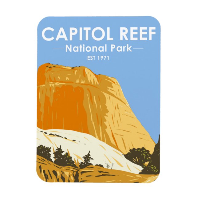 Huvudstad Reef nationalpark Utah Golden Throne Magnet (Vertikal)
