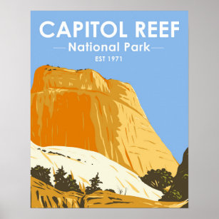 Huvudstad Reef nationalpark Utah Golden Throne Poster