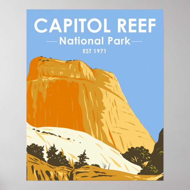 Huvudstad Reef nationalpark Utah Golden Throne Poster (Framsidan)